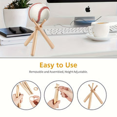 Wooden Baseball Display Holder - Baseball Stand for Sports Players