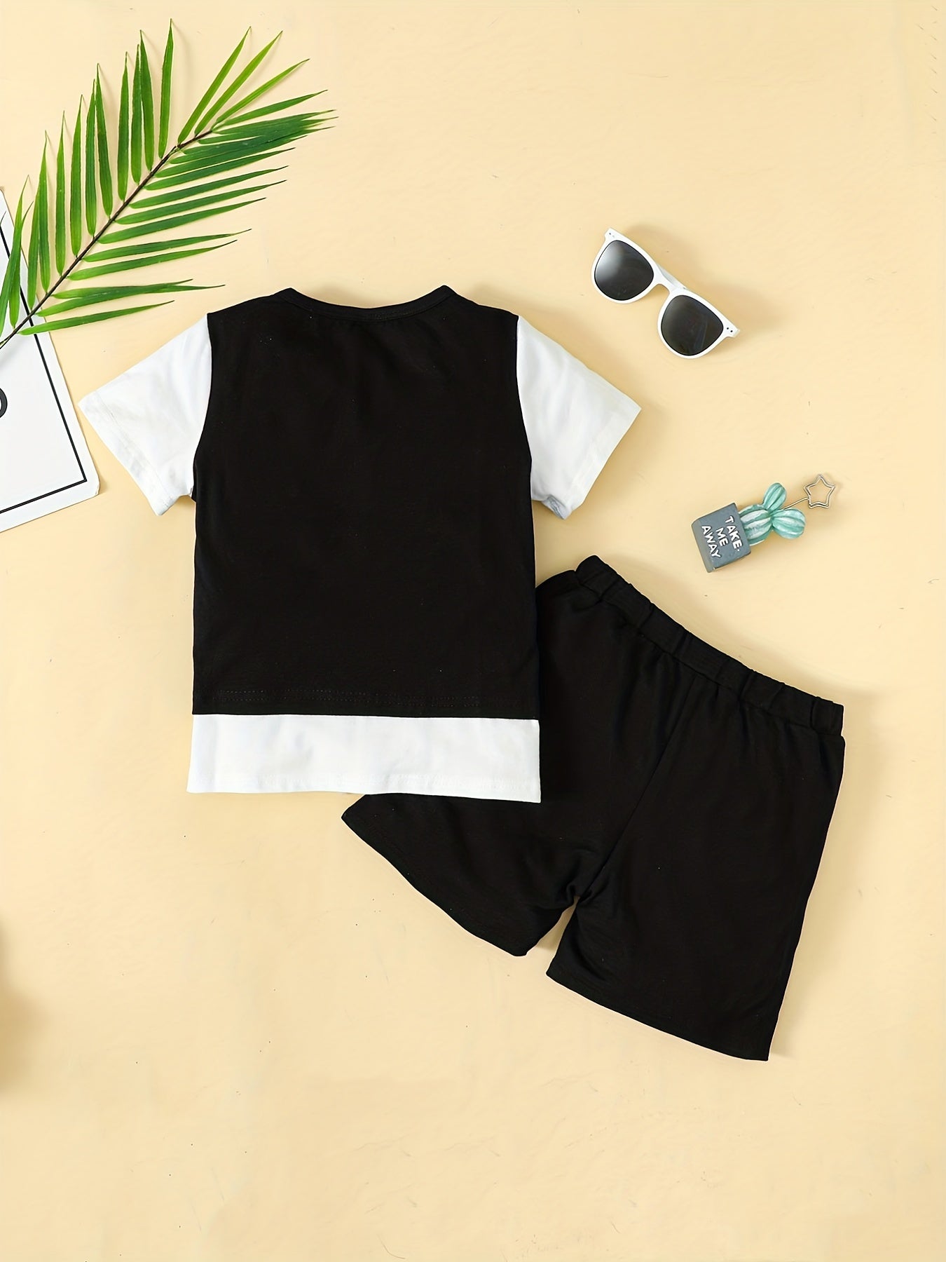 Boys Casual Outfit Round Neck T shirt & Shorts Kids Summer Clothes Sets