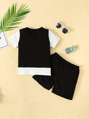 Boys Casual Outfit Round Neck T shirt & Shorts Kids Summer Clothes Sets