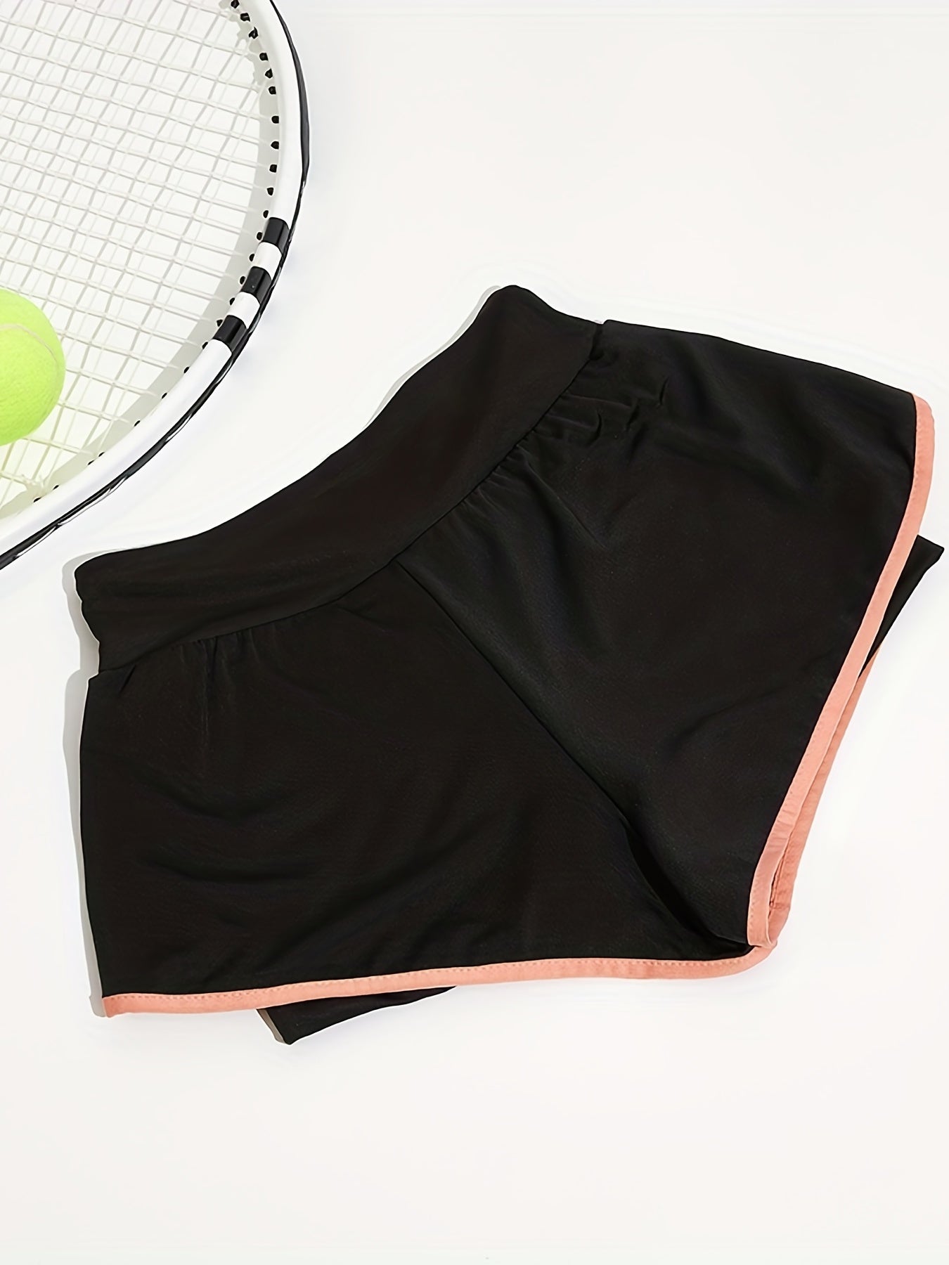 Girls Elastic Waist Contrast Binding Track Shorts Kids Summer Clothes