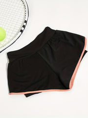 Girls Elastic Waist Contrast Binding Track Shorts Kids Summer Clothes