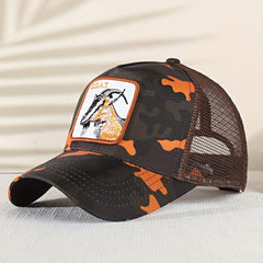 Goat Embroidered Baseball Cap Summer Mesh Animal Peaked Cap