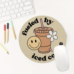 Round Mouse Pad Non-slip Rubber Mouse Mat 7.8" Iced Coffee