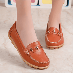 Women's Metal Decor Flat Loafers Slip On Shoes