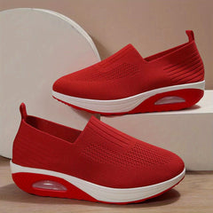 Women's Air Cushion Sock Shoes Comfort Knitted Slip On Platform Shoes