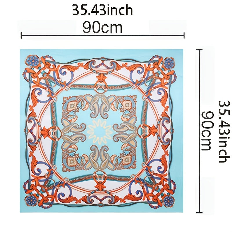 Square Large Satin Scarf Silk Shawl Paisley Print Classic Travel Beach Towel