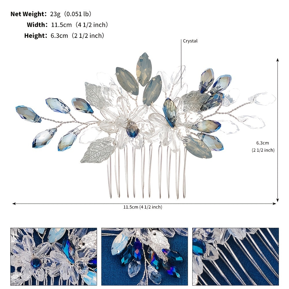 Crystal Flower Hair Comb Silvery Hairpin Party Favor Decorations