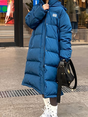 Over the Knee Puffer Jacket Warm Hooded Women's Clothing