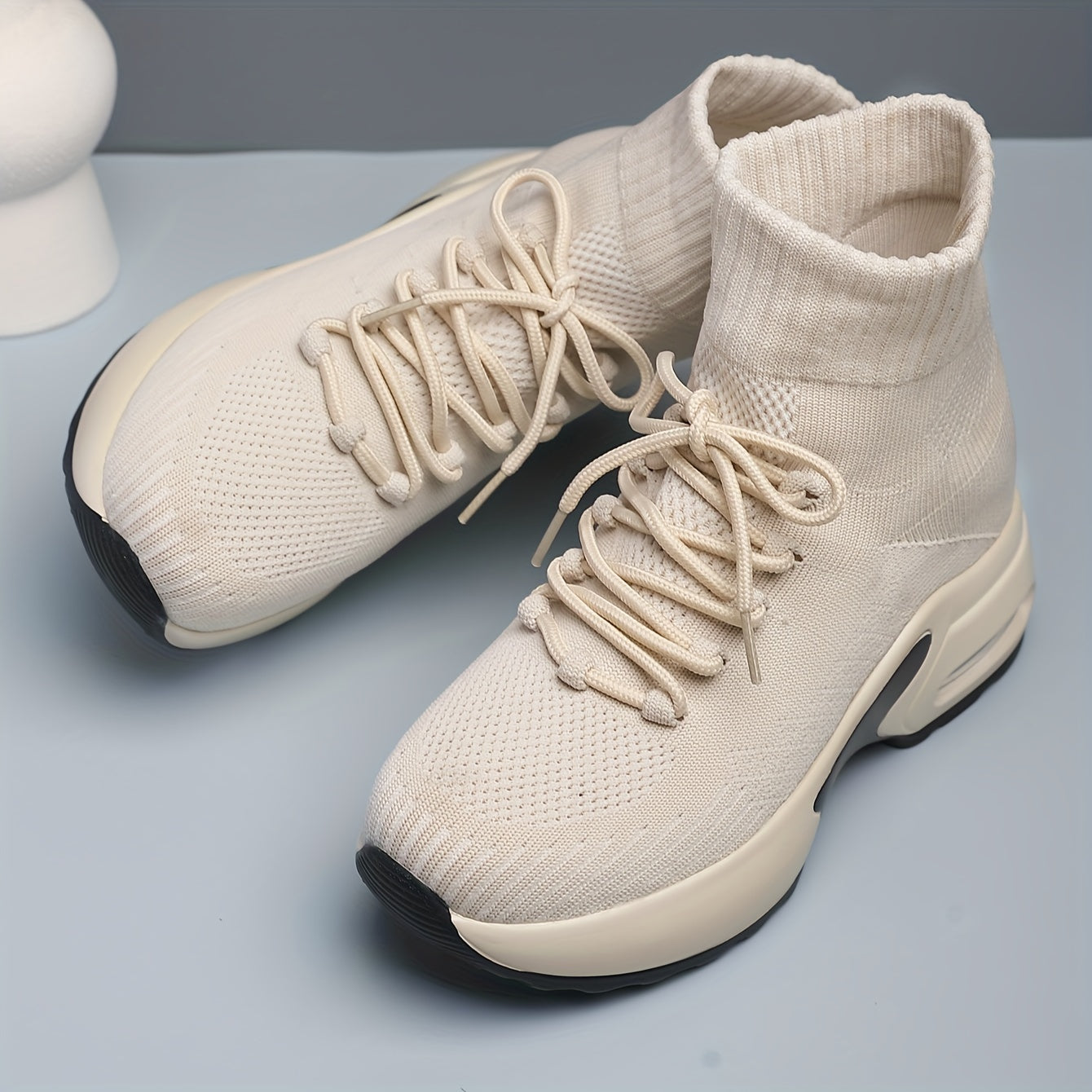 Breathable Flying Woven Casual Sneakers With Hidden Heel Air Cushion