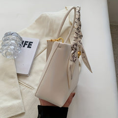 Minimalist Square Crossbody Bag Satchel Scarf Decor