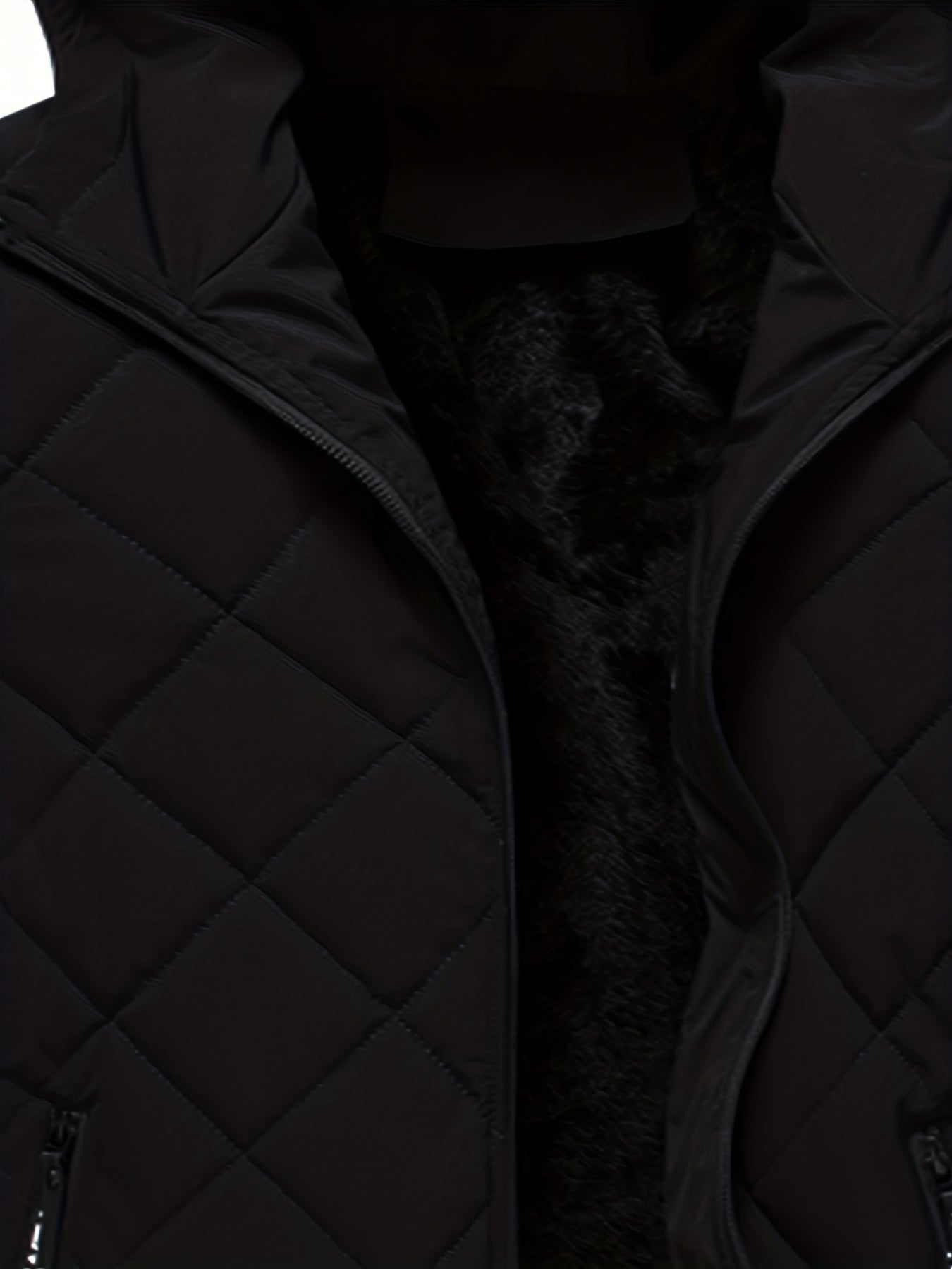 Men's Fleece Hooded Coat Zipper Pockets Jacket