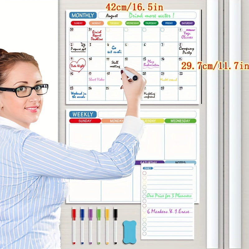 5pcs 10pcs Magnetic Monthly Plan Weekly Plan Note Card Set Refrigerator Sticker