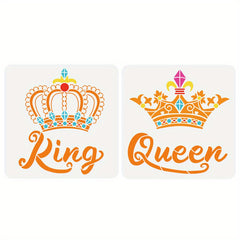 2pcs PET Hollow Out Drawing Stencils Crown Christmas Thanksgiving Craft Supplies