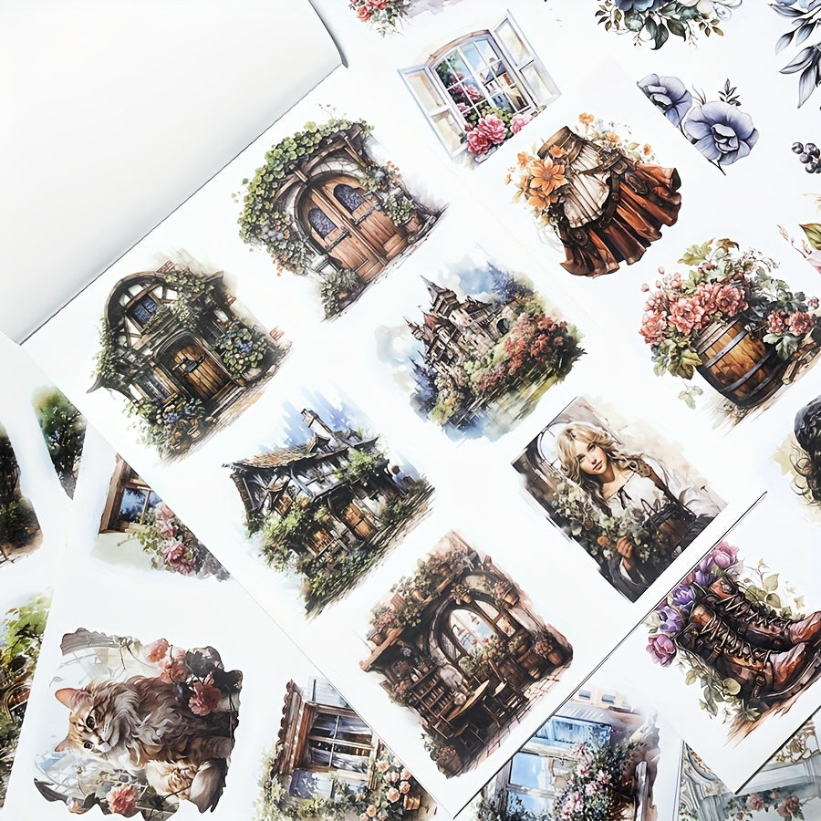 Vintage Character Architecture Sticker Book Large Size
