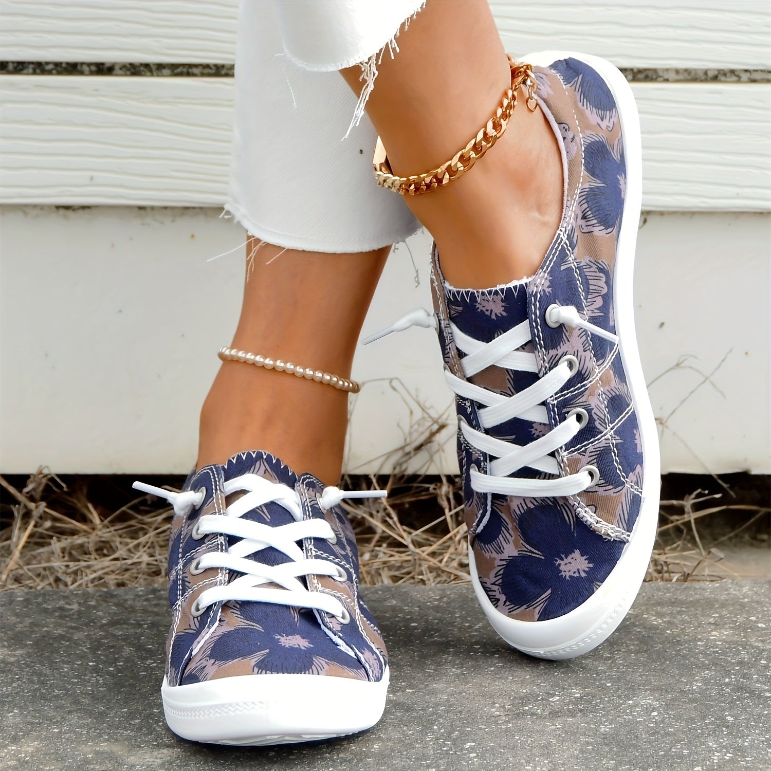 Floral Pattern Casual Shoes Lightweight Soft An