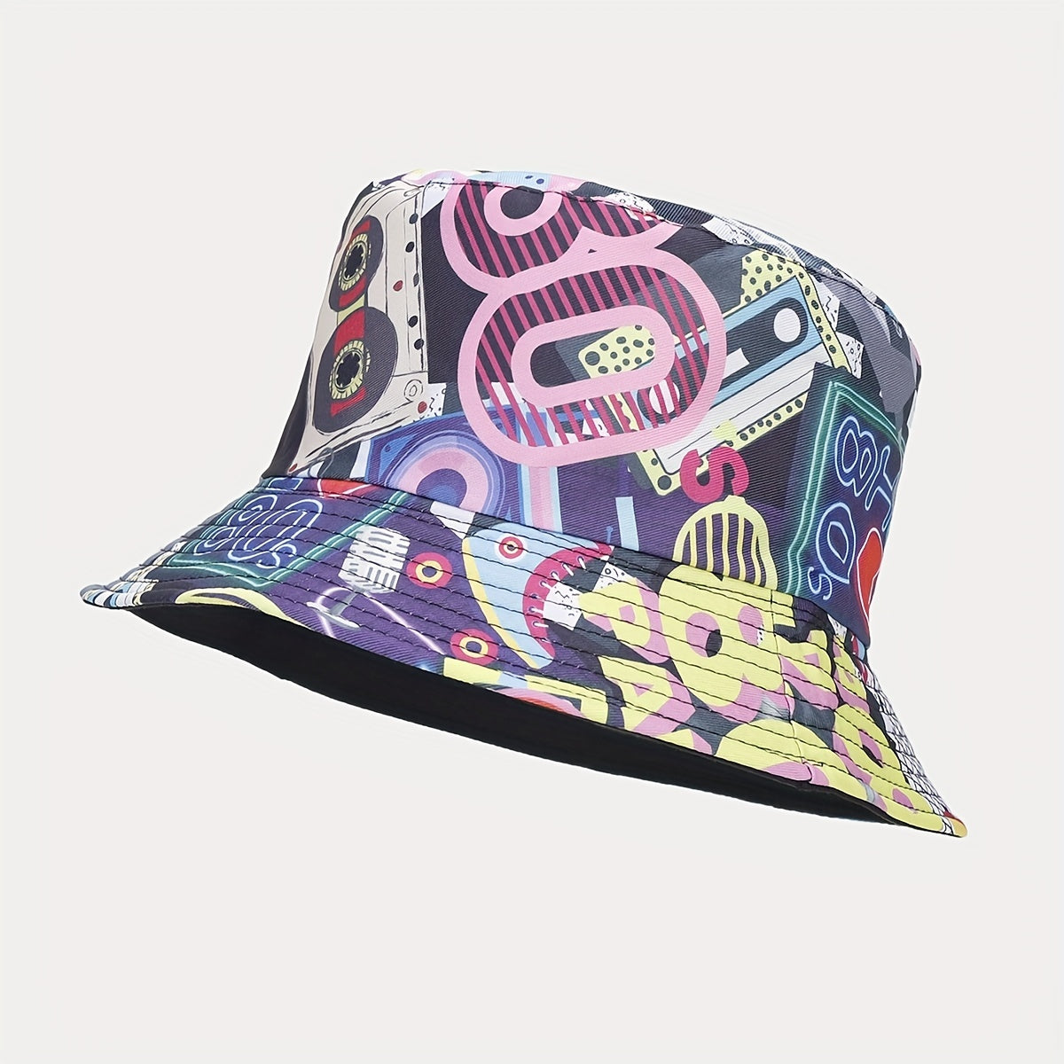 80s Printing Bucket Hat Double sided Sun Hat Unisex