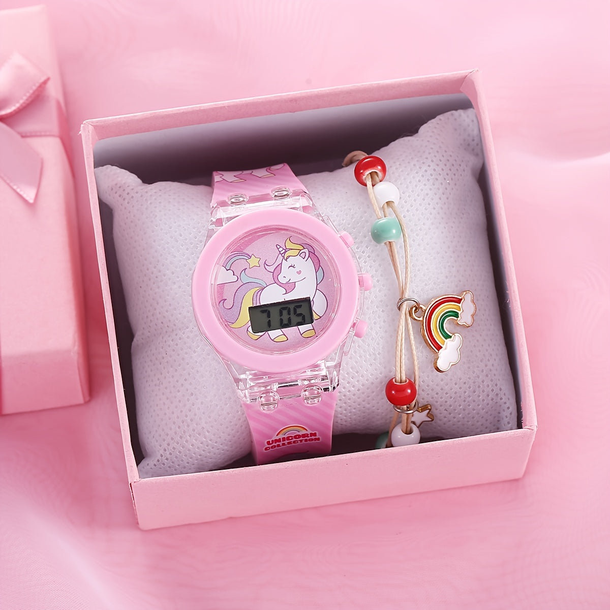 Anime Cartoon Electronic Watch for Kids Light Pink