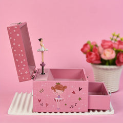 Floral Pink Ballerina Music Box with Mirror
