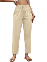 Drawstring High Waist Cropped Pants