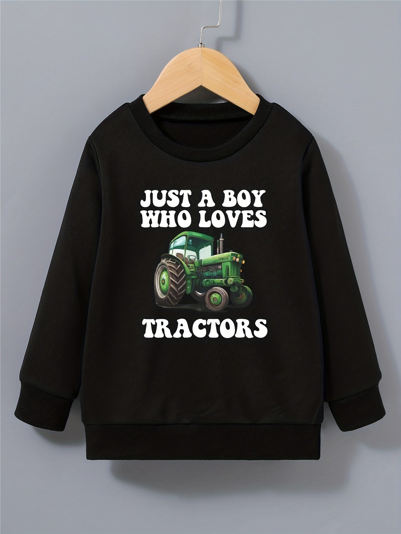 Boys Tractor Print Sweatshirt Round Neck Pullover