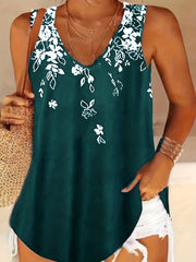 Floral Print V Neck Tank Top