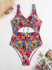 Floral Print One Piece Bikini Plus Size Boho Swimsuit