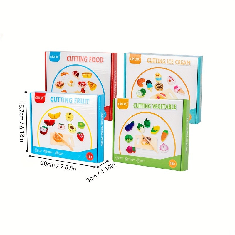 Wooden Play Food for Toddlers Fruit & Veggies Cutting Set Kids
