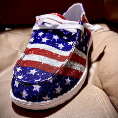 Women's Star & Striped Canvas Shoes Lace Up Lightweight Outdoor Shoes