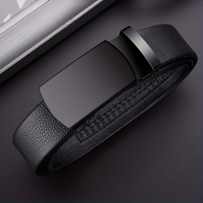 Men's Leather Belt with Automatic Buckle for Business and Wedding Season