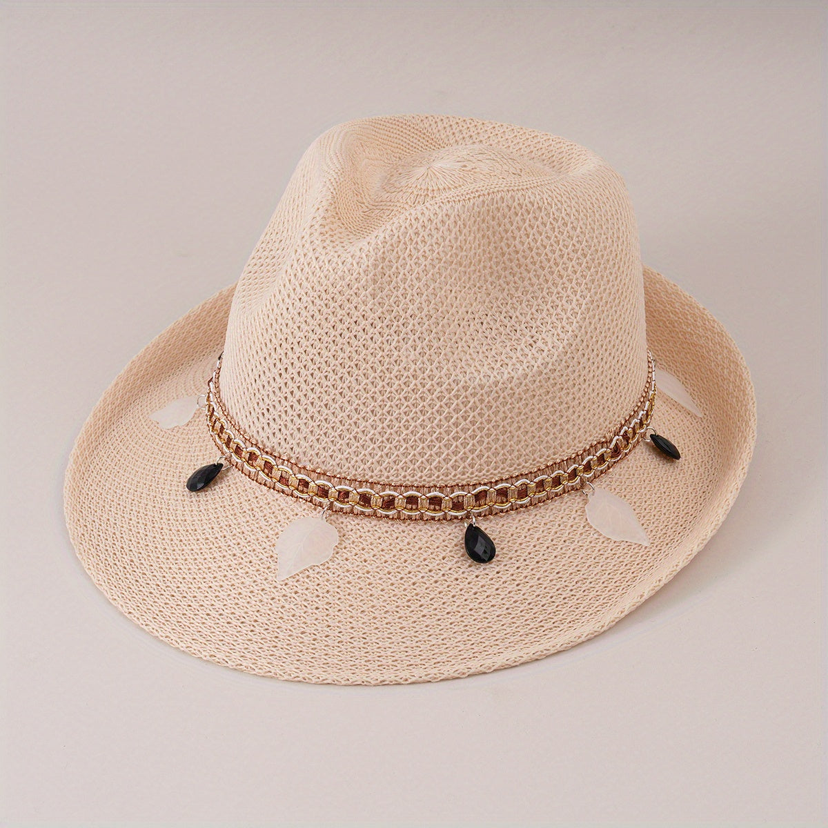 Youth Straw Jazz Top Hat Gentleman Sunshade Outdoor Summer Hat