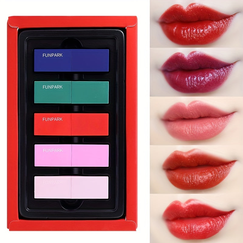 5-pc Waterproof Lipstick Set for Women: Lip Glaze, Lip Liner, Gloss