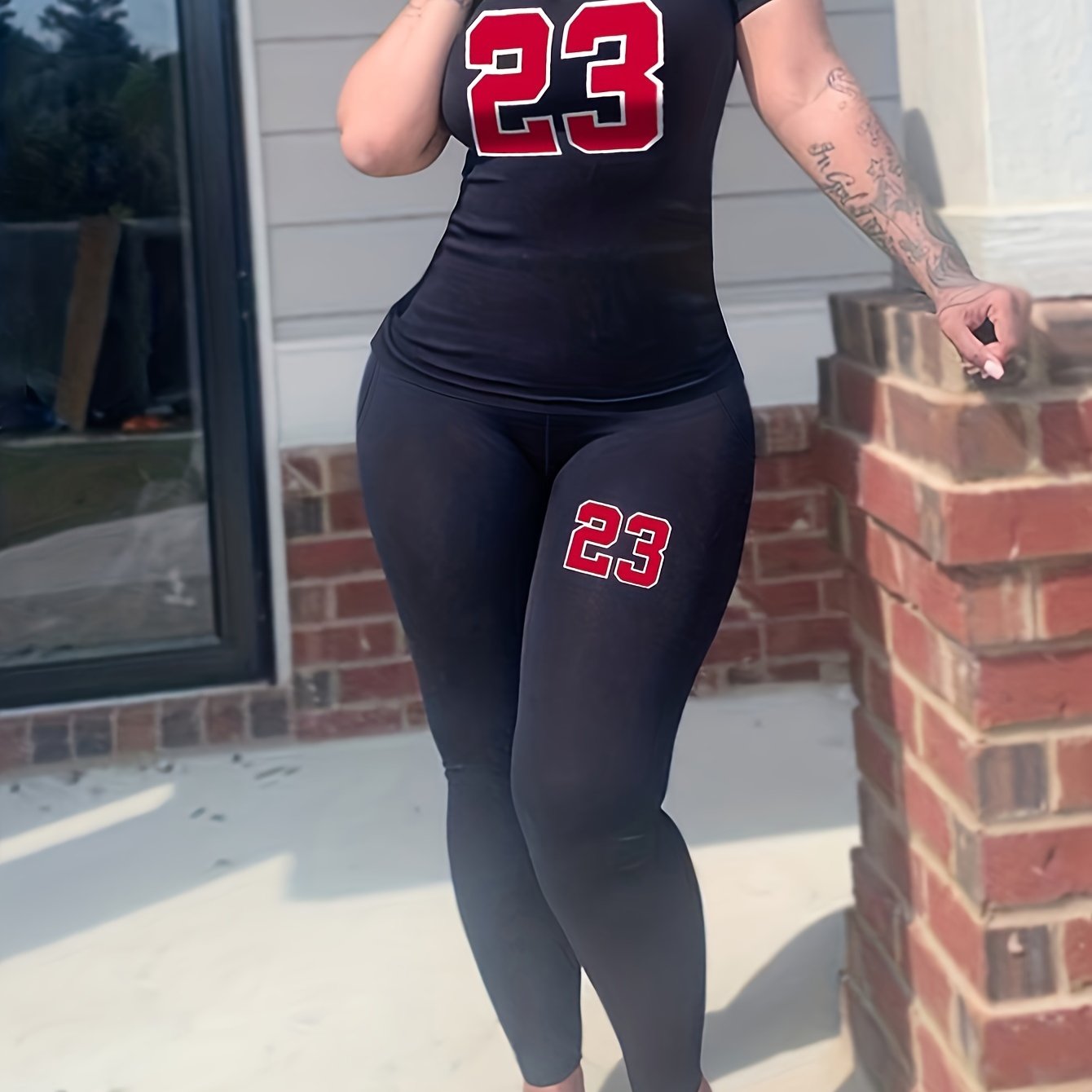Women's Plus Number Print Tee & Pants Set