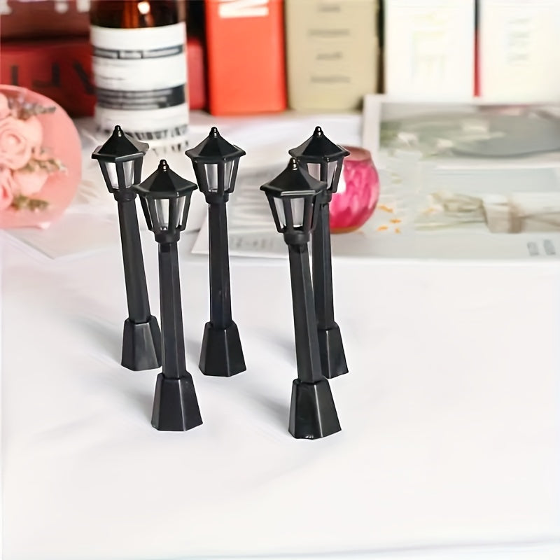 5pcs Nostalgic Christmas Street Lamp Model Decoration