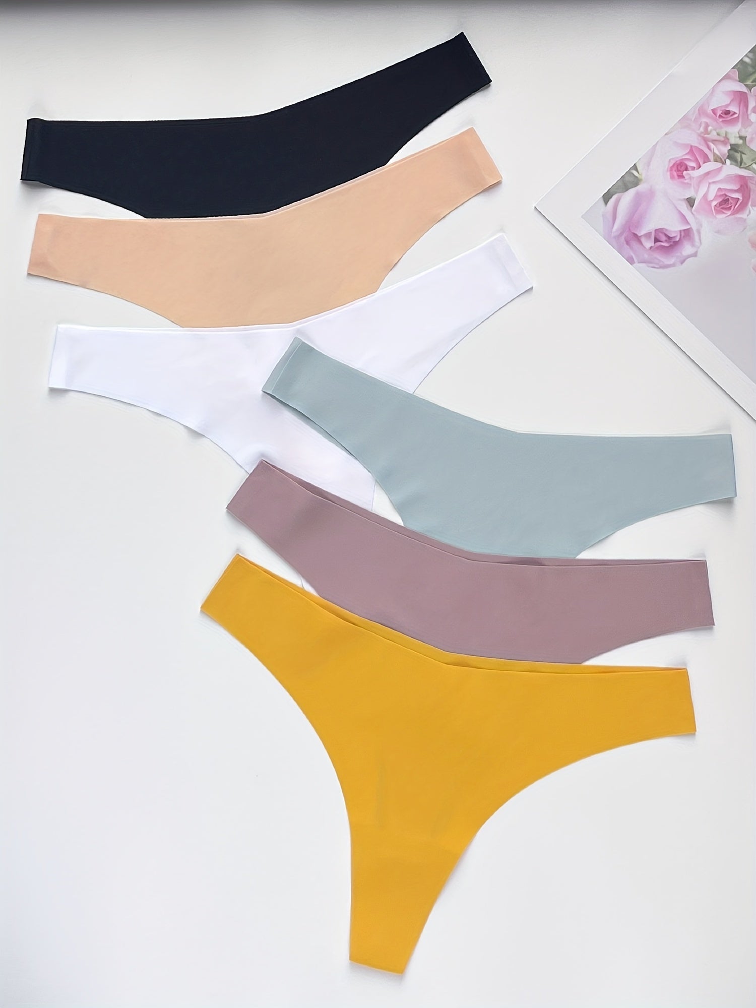 6 Pcs Seamless Stretchy Thongs Soft & Comfy Intimates Women's Lingerie