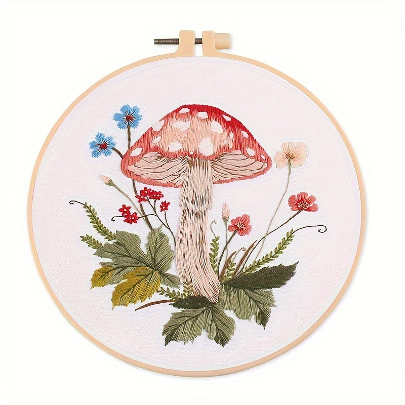 Mushroom Embroidery Kit - DIY Embroidery Material Bag Set