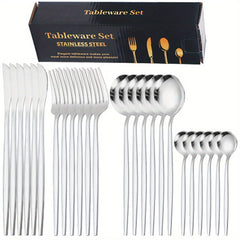 24pc Western Tableware Set with Storage Box Hotel Dinner Fork Spoon