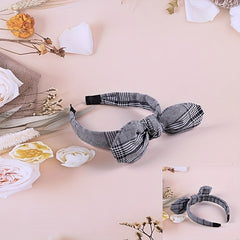 Wide Grey Bow Headband Solid Striped Print Hair Band Girls Hair Accessories