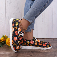 Halloween Pumpkin Pattern Flat Shoes Horror Style Sport Shoes