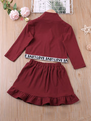 2pcs LOVE Letter Long Sleeve Dress Set