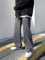 Men's Wide Leg Jeans Classic Loose Fit Denim Pants
