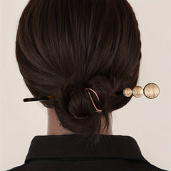 Leopard Pattern Hair Stick Alloy Hair Fork Style Hairpin for Women Girls
