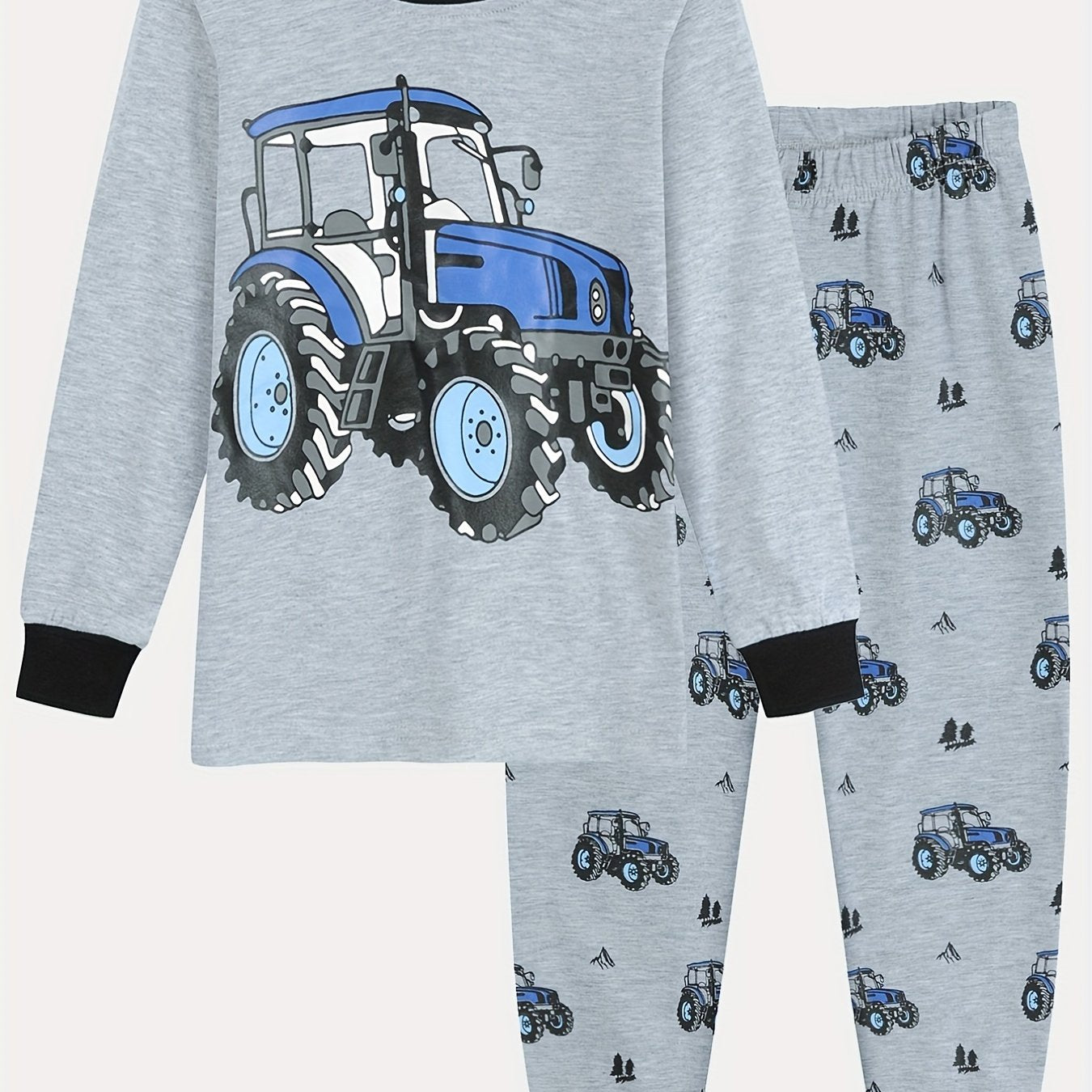 Boys 2pcs Tractor Print Pajamas Set