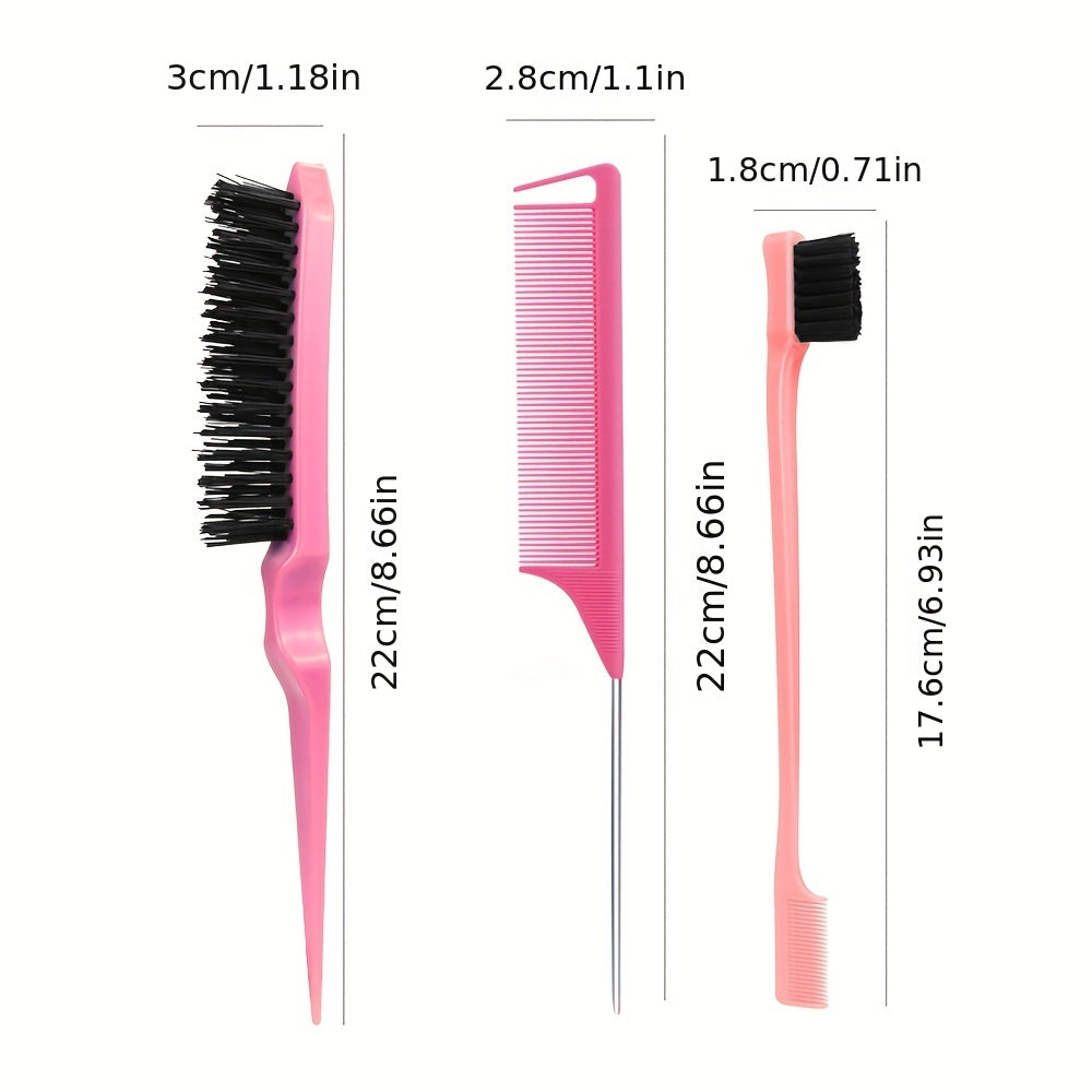 3pcs Teasing Brush Set for Women Dual Edge Eyebrow Brush & Styling Comb