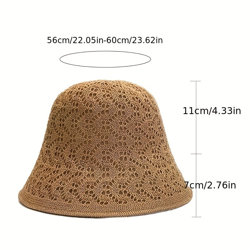 Reversible Foldable Crochet Bucket Hat Breathable Sun Hat