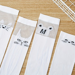 Girls Thin Nylon Cartoon Animal Heart Pattern Over The Knee Sock
