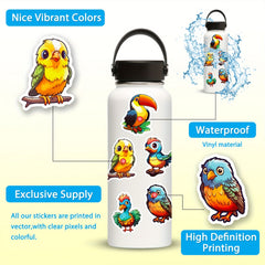 50pcs Bird Words Sound Stickers Owl Parrot Cartoon Vinyl Waterproof Stickers
