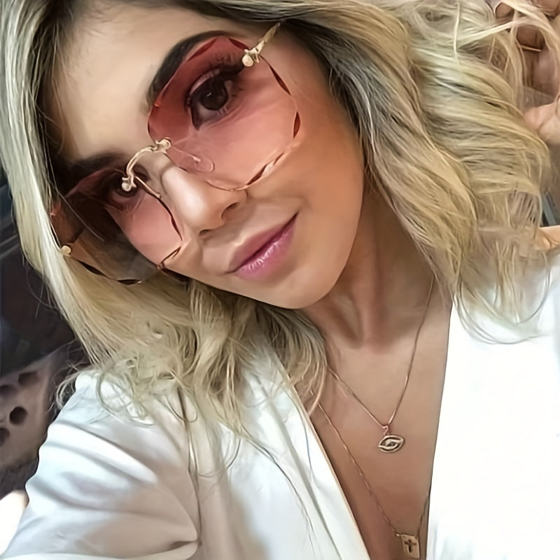 Square Rimless Sunglasses Gradient Glasses UV400