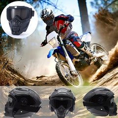 Detachable Skull Goggle Mask Protective Glasses Adjustable Face Shield