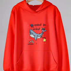 Girls Cartoon Whale Long Sleeve Hooded Sweatshirt