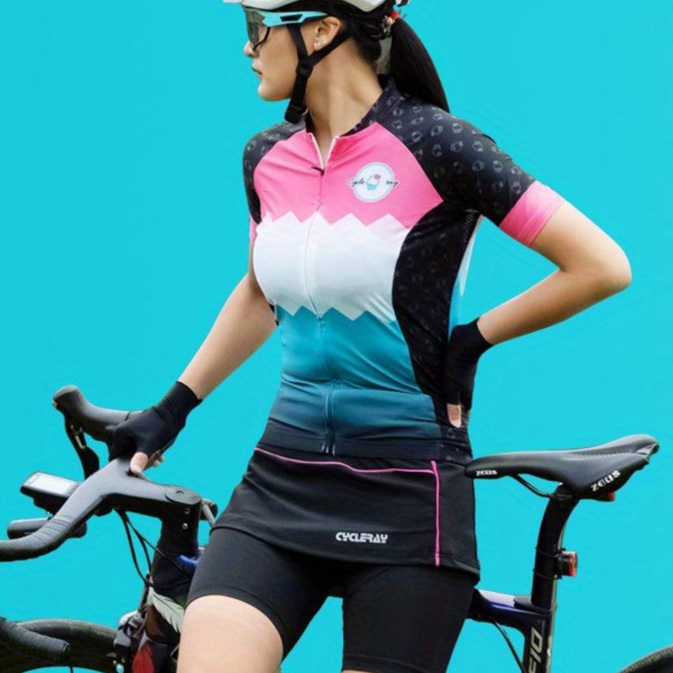 Block Ice Cream Print Cycling Jersey Women's Activewear